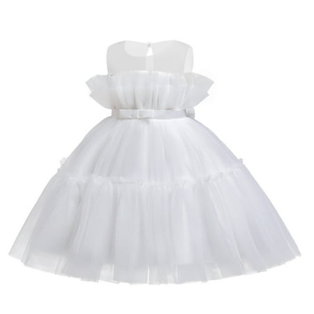 

NECHOLOGY Toddler Children Princess Dress Dress Babys Performance Dress Dress With Hot Mesh Skirt Girls Plaid for Girls Dress White 12-18 Months