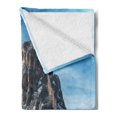 thumbnail image 2 of Mountain Soft Flannel Fleece Blanket, Majestic Mountain Northerns Italy European Mediterranean Snowy Peak Nature, Cozy Plush for Indoor and Outdoor Use, 50" x 60", Brown Blue White, by Ambesonne, 2 of 5