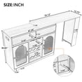thumbnail image 2 of Noble House Counter Table with Extendable Top & Wine Rack,Color LED Lighting & Power Outlet,White+Natural, 2 of 9