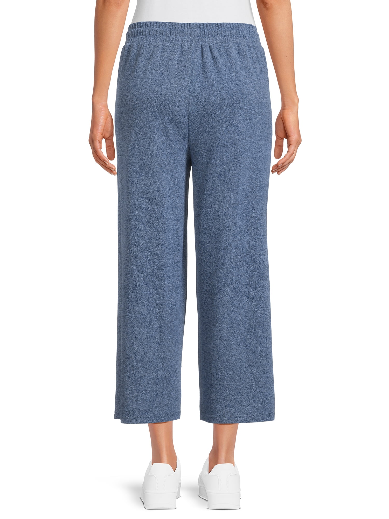 Time and Tru Women’s Mid-Rise Brushed Hacci Pull-on Cropped Wide Leg Pants