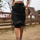 thumbnail image 2 of Falda midi con cordones de denim para mujer: informal, de longitud media, corte A, versátil para primavera/otoño, 2 of 5