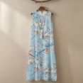 thumbnail image 6 of Jiueut Bird Cherry Blossom Print Maxi Dresses for Women 2026 Vacation Casual Sundresses, Linen Look Sleeveless Maxi Dress for Women with Pockets, Flowy Summer Dress, 3XL, 6 of 7