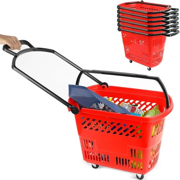Shopping Carts with Wheels and Handle Portable Shopping Basket Set 35L