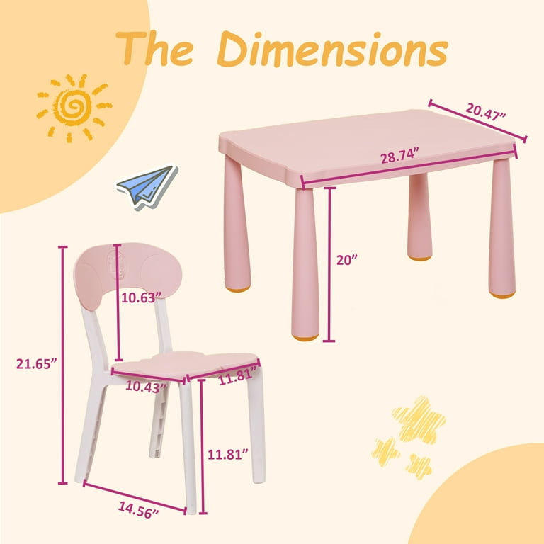 Childrens table and outlet chairs dimensions