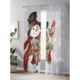 thumbnail image 5 of Semi Sheer Window Curtains 84 Inches Long, Grey Christmas Snowman Rod Pocket Voile Silky Chiffon Curtain Treatment Drapes for Kitchen, Living Room, Xmas Botanical Birds Snowflake 52"x84", 2 Panels, 5 of 9