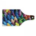 thumbnail image 1 of Crayon Cutting Board, Close up Photo of Painting Crafts in Assorted Colors with Blurred Background, Decorative Tempered Glass Cutting and Serving Board, in 3 Sizes, by Ambesonne, 1 of 2