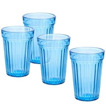 STPgoods Blue Faceted Stackable Drinking Glasses Set 4 Pcs 8.45 fl oz Glass Tumbler Set Water Glasses