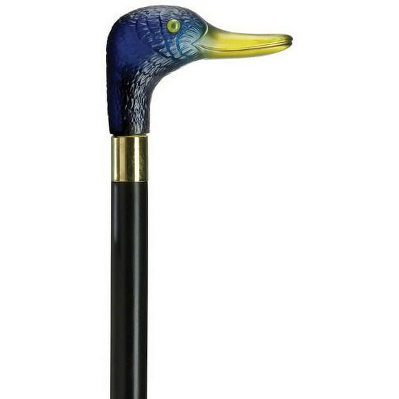 Walking Cane Unisex Translucent Blue Duck handle Black hardwood shaft