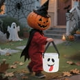 thumbnail image 2 of LED Illuminated Halloween Candy Bucket with Light-Up Feature - Great for Party Favors and Trick or Treat Candy Collection - White, 2 of 4