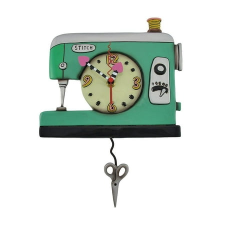 Allen Designs Stitch Sewing Machine Pendulum Wall Clock