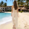 thumbnail image 4 of Kilaqueen Teen Girls 2 Piece Outfit Trendy Cute Sleeveless Ruffle Cami Top Wide Leg Pants Matching Set Summer Beach Vacation Sets, 4 of 6