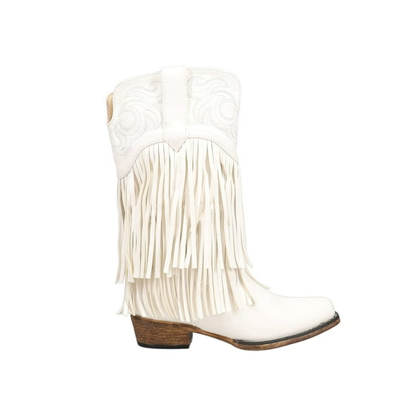 Roper Girls Rickrack Fringe Embroidered Snip Toe Cowboy Mid Calf Boots