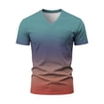 thumbnail image 3 of XIYON Father's Day T Shirts for Men Short Sleeve V Neck Gradient Print Summer Breathable Fashion Tee Top With Pocket For Casual Daily Wear,Light Blue,XXL, 3 of 8