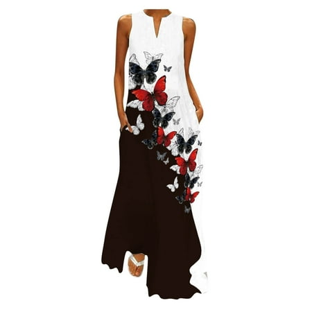 

Pianpianzi Big House Scrub Tops Printed Set Active Workout Cami Print With Pockets Women Dress Maxi Sleeveless V Neck Summer Dress Party Women s Dress