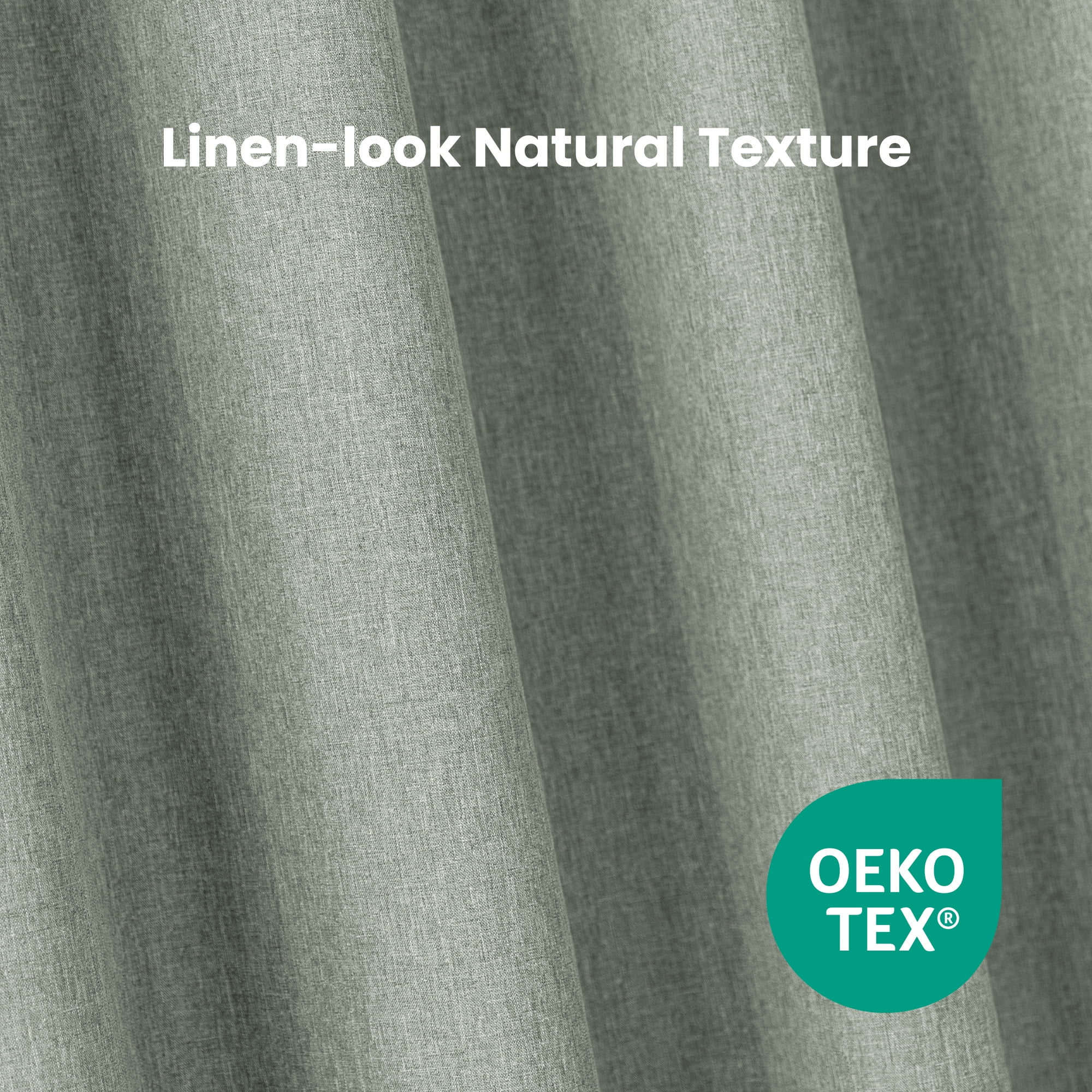 Sleep Zone Linen Look 100% Blackout Curtains for Bedroom Windows Living Room Darkening Thermal Insulated Drapes 2 Panels, 42" x 95" Dark Green