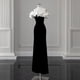 thumbnail image 3 of Vestido de novia de satén, novia, sencillo y elegante, cola de pez de gasa, vestido de bienvenida de cola pequeña, 3 of 5