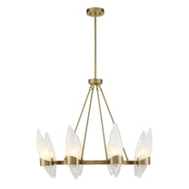 Warm Brass Eight Light Chandelier from the Nouvel Collection
