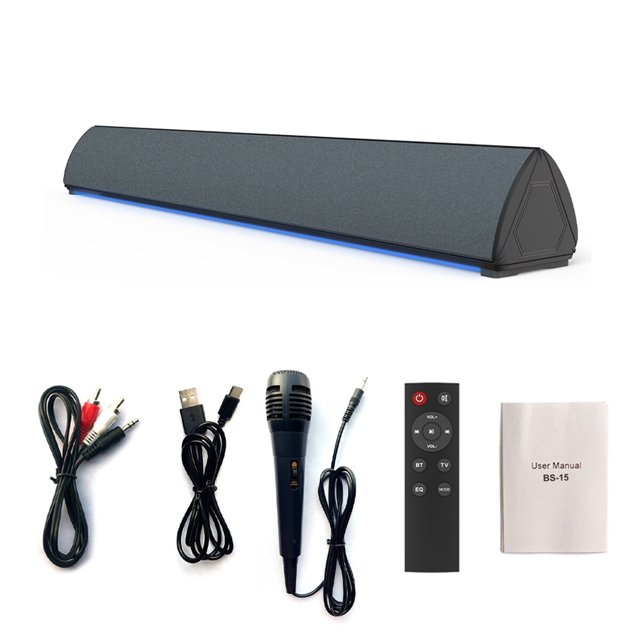 Injueey Altavoz inalámbrico externo Volumen ajustable RCA compatible con Bluetooth 5.0 Barra de sonido Control remoto Soporte de tarjeta TF Sistemas de cine en casa