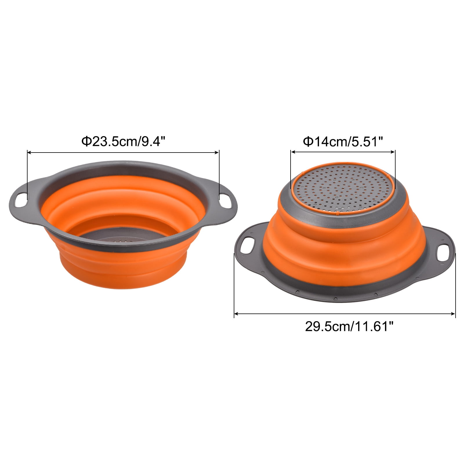 Unique Bargains Collapsible Colander Silicone Round Foldable Strainer with Handle Orange