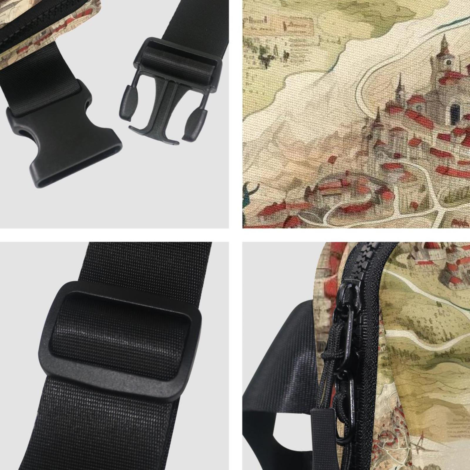 Map section Lightweight Adjustable Sling Bag with Extension Strap - Unisex Waist Packs Waist Bags