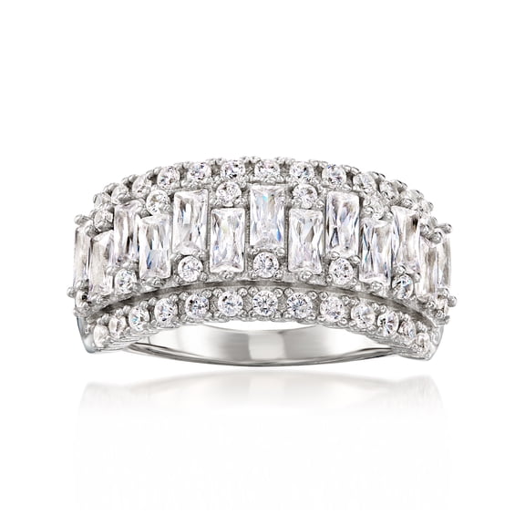 Ross-Simons 2.40 ct. t.w. Baguette and Round CZ Ring in Sterling Silver, Women's, Adult