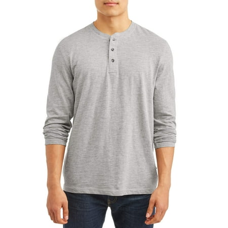 Four Button Long Sleeve Henley - Men's Long Sleeve Textured Slub Core Henley, Available up to size XL