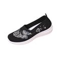 thumbnail image 2 of XUNKUSGA Walking Shoes Women Trendy Embroidered Knit Womens Shoes Casual Breathable Mesh Slip On Shoes Women Lightweight Comfortable Womens Walking Shoes,Black,5.5, 2 of 5