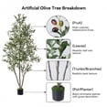 thumbnail image 3 of NOVAROOT 6FT Artificial Olive Tree Tall Faux Potted Olive Tree with Lifelike Fruits - Lush Faux Potted Plant for Home/Office Decor Indoor Ourdoor, 3 of 12