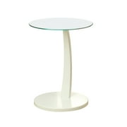 Maykoosh Asian Aesthetics , Accent Table, C-Shaped, End, Side, Snack, Living Room, Bedroom, Laminate, Tempered Glass, White, Clear, Modern