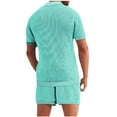 thumbnail image 3 of GERsome Men's 2 Piece Outfits Mesh Short Sleeve Solid Color Button Down Shirts and Shorts Set with Pockets S-3XL, 3 of 8