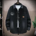 thumbnail image 5 of Chaqueta vaquera de otoño con letras para hombre, abrigo vaquero para hombre con botón estampado, azul G, precio económico, estilo a bordo, invierno 2024, vaquero desgastado, 5 of 5