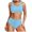 Light Blue, variant on HNMKIU Women's Removable Padding Tankini Two Piece Swimsuits High Waisted Print Set Swimsuits for Women Army Green,L
