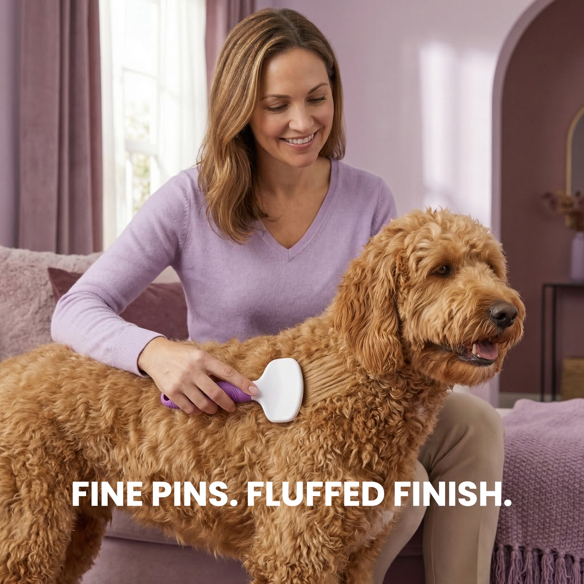 poodlepet Pet Slicker Brush for Dogs and Cats, Gentle Coat