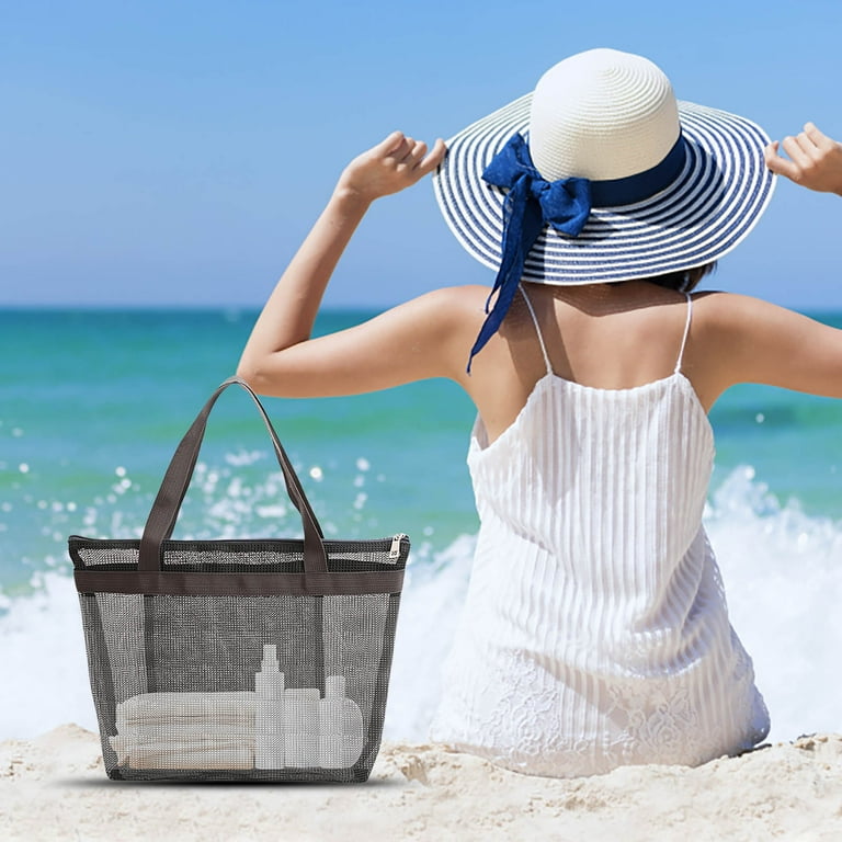Meshs Beach Breathable Sea Shell Bags Adjustable Carrying Straps Travel Toiletry Bag Mesh Swimming Beach Bag