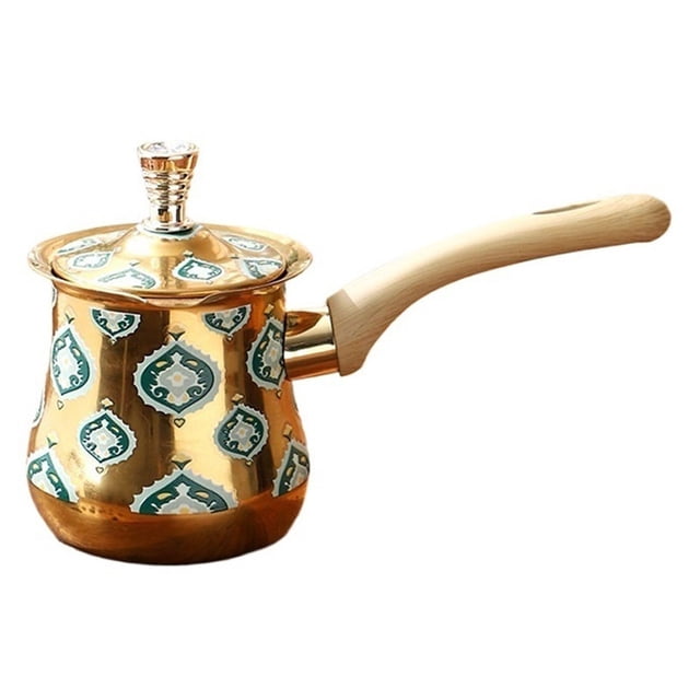 Cafetière Turque 720 ml pour Cuisinière avec Long Manche en Bois en Acier Inoxydable
