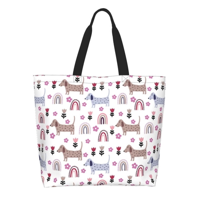 Balery Cute Dog Bolsa Tote Estilo Estético con Cremalleras, Bolsa de Hombro, Bolsa de Compras Grande y Plegable