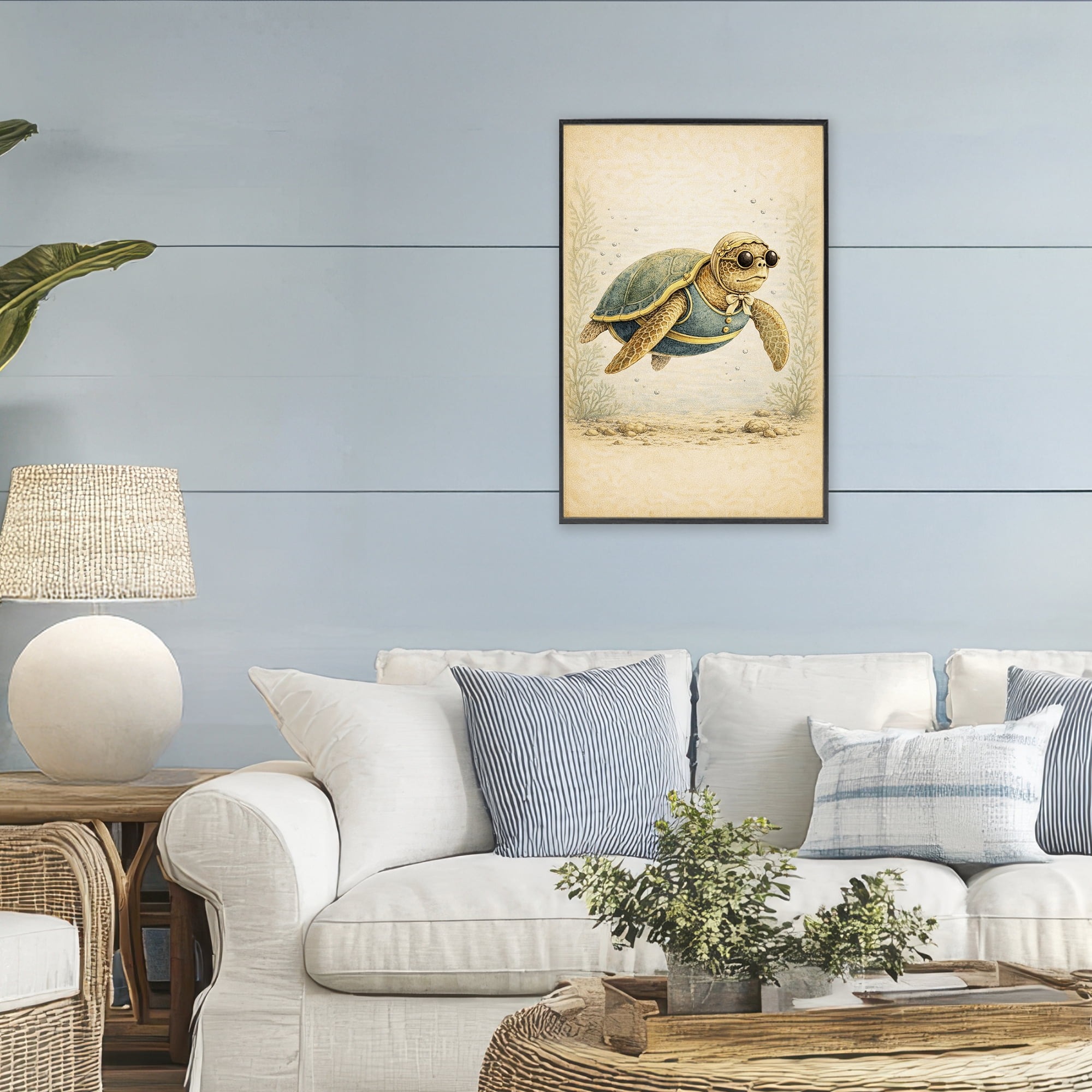 Stupell Industries Maritime Bathing Society Turtle Black Framed Giclee Art, design by Grotto Studios
