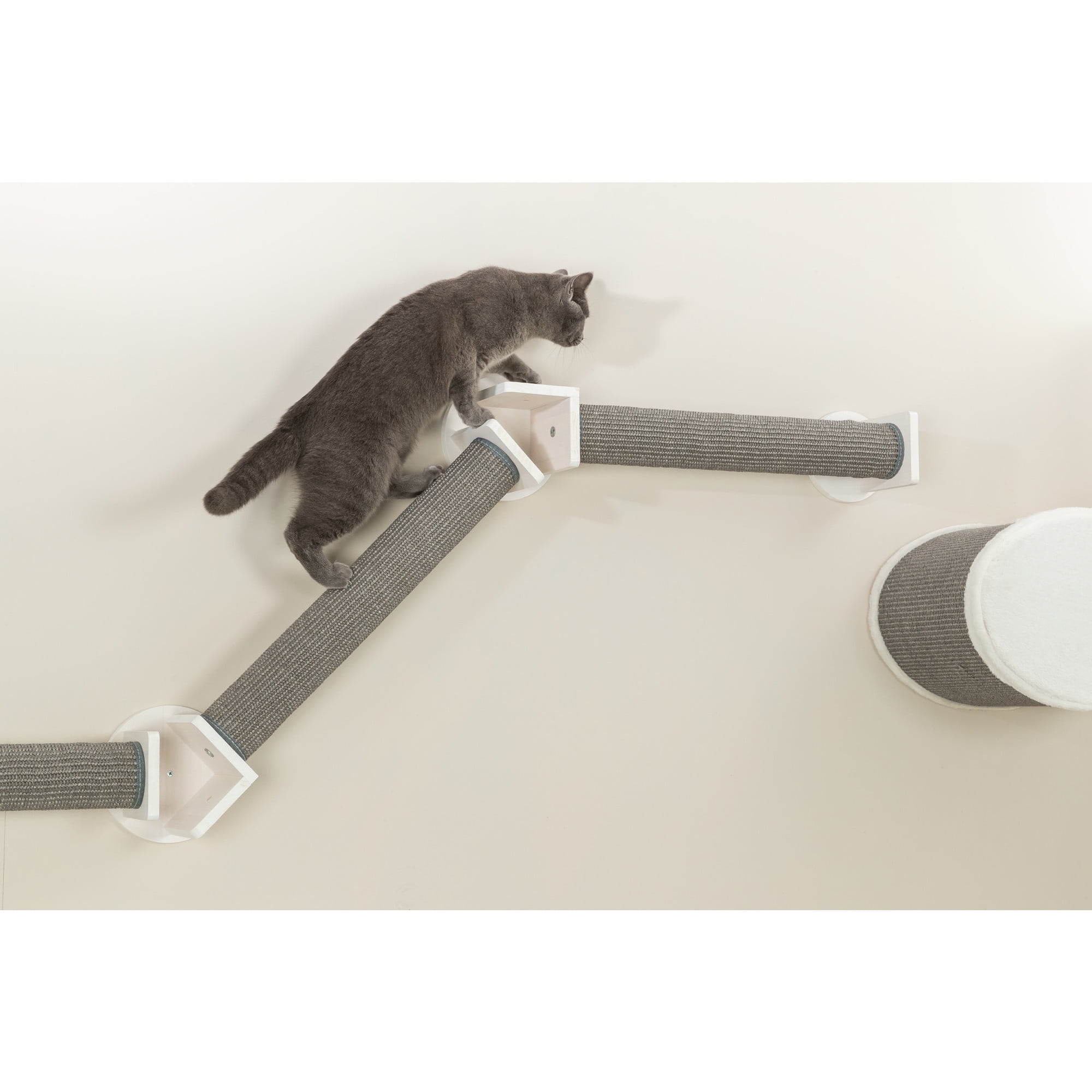TRIXIE Wall Set 2 Multi-Level Wall Mounted Cat Perch System with 3 Scratching Posts, Gray
