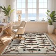 thumbnail image 3 of Design&I 6'x9' Washable Area Rug Fish Bass Cabin Antler Motifs Fishing Clownfish Lake for Queen Size Bedroom, Under Bed, Sleek Flatweave Pet Friendly, 3 of 7
