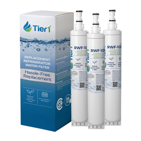 Tier1 RWF1020 4396508 Refrigerator Water Filter | Replacement for Whirlpool EDR5RXD1 & Kenmore 46-9010 | Fridge Filter - Up To 18 Months Supply | Odor Control | Great Tasting Water (3-pk)
