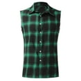 thumbnail image 4 of Dyfzdhu Tank Tops for Men Plus Size Casual Sleeveless Button Down Plaid Shirts Loose Summer Tops Workout Shirt Green, 4 of 4