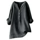 thumbnail image 1 of Camisa holgada de lino liso para mujer: manga larga abotonada, cuello mao, mezcla de poliéster, elegante e informal, 1 of 4