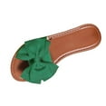 thumbnail image 1 of FRSASU Women's Bow Knot Slides Open Toe Flat Sandals Summer Beach Soft Slip On Slippers Green, 1 of 5