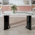 thumbnail image 2 of Modern minimalist rectangular dining table, white imitation marble tabletop, MDF table legs with gold metal decorative strips. Suitable for restaurant and living room.W1512S00065, 2 of 9