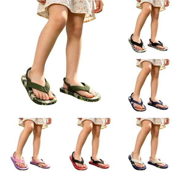 WAYUTE Girls Sandals Children Kids Cartoon Print Flip Flops Lightweight Summer Beach Footwear for Play and Daily Adventures,,5 Y-6 Y
