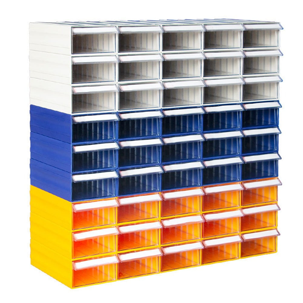 Hardware Tool Storage Box Stackable Plastic Screw Nail Beads Storage Container Component Drawer Toolbox Organizer 2Pcs Blue Smile Home