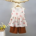 thumbnail image 2 of Summer 2Pcs Outfits Set – Toddler Girls Flower Short Sleeve T-Shirt + Pants, Great Gift Set Summer 2Pcs Gift Outfits Set Girls Summer Set 1-6 Years,5-6 Years, 2 of 3