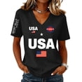 thumbnail image 2 of Iaqnaocc 4th Of July T Shirts for Women Usa 250th Anniversary Shirt Short Sleeve 250 Anniversary USA Flag 250 Anniversary Usa Flag Patriotic V Neck Festival T-Shirts Black L, 2 of 4