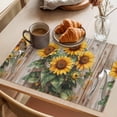 thumbnail image 3 of Summer Sunflower Placemats Set of 1, Vintage Floral Wood Grain Non-Slip Place Mats Washable Table Mats for Kitchen Dining Table Decorations Indoor/Outdoor, 3 of 9