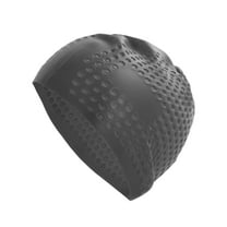 Unique Bargains 1 Pc Waterproof Bubbles Texture Swimming Cap Black